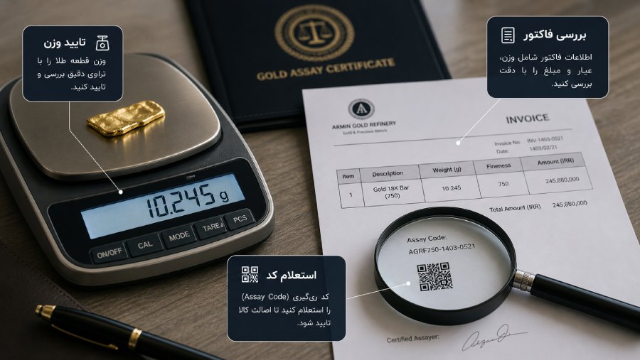 برای اطمینان از اصالت طلای آب شده، چه مواردی را بررسی کنیم؟